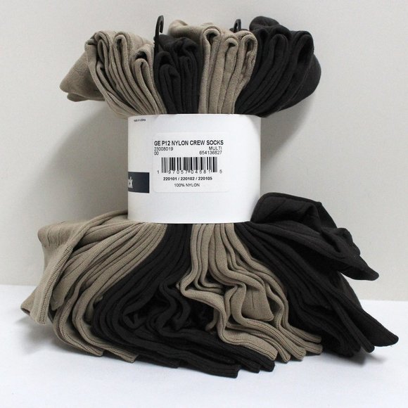 12 Pair Men's Shoe Size 6 - 12 George Brand 100% Nylon Brown & Tan Crew Socks - Picture 1 of 7